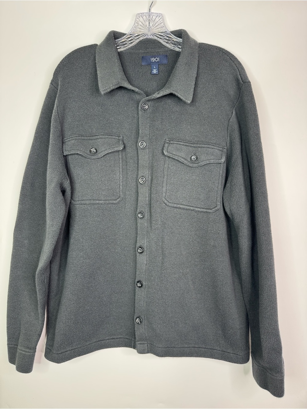 1901 Dark Charcoal Button Up Chore Sweater Size Large
